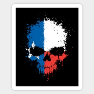 Chaotic Texas Flag Splatter Skull Sticker